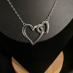 Intertwined Sterling Silver Hearts “Love” Necklace